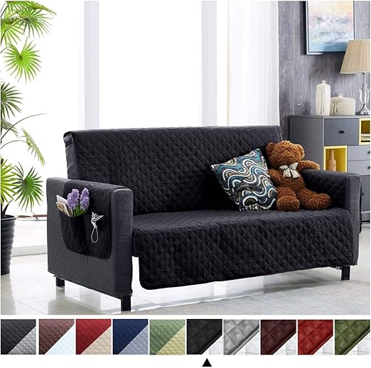Amazon Com Argstar Black Cover With Pockets For Large Sofa Couch