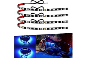 KEIUROT Car Led Strip Lights 12" Connectable Blue Led Light Strips for Cars Motorcycle Golf Cart Boat Marine Waterproof 12Volt Led Strip Light, 4Pack