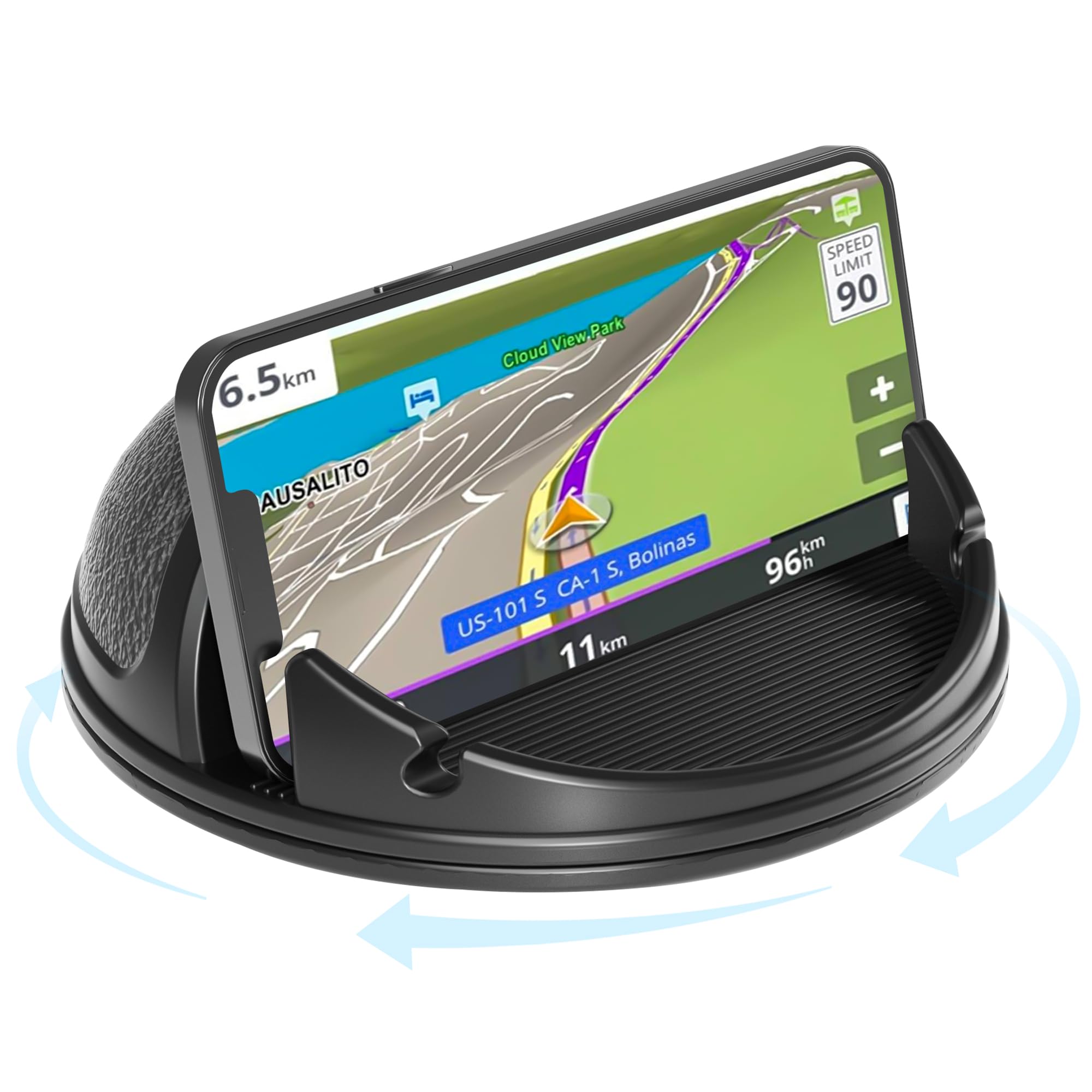 Photo 1 of Loncaster Car Phone Holder Mount, [Horizontal 360° Rotatable] Silicone Phone Mount for Car Dashboard, Hands Free Cell Phone Holder Car Compatible with iPhone 16 15 14 13 12 Pro Max Samsung Phones