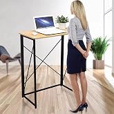 Ytaoka Folding Laptop Computer Desk, Standing Desk, 31in Small Desk for Sitting or Standing, No Need to Assembly, Suitable for Home, Office, Writing (Wood Board Color)
