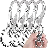 Faneta Stainless Steel Swivel Eye Snap Hooks, Flag Pole Clips, Marine Grade Scuba Diving Clips, Heavy Duty Spring Snap Hooks, Sturdy Metal Boat Hooks (4 Inch, M6/2#, 4-Pack)