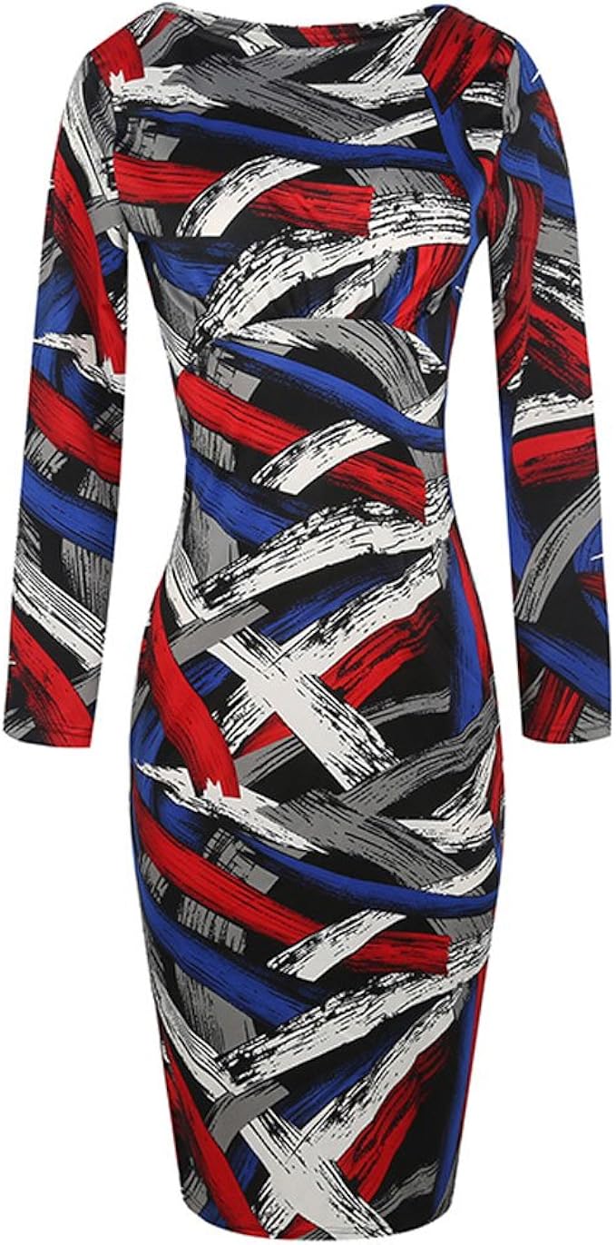 KILLREAL Women's Casual Long Sleeve Striped Work Office Business Pencil Dress at Amazon Womenâs 