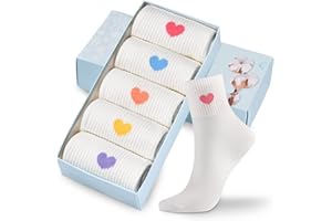 Corlap Women's Crew Socks Ankle High Cotton Fun Cute Athletic Running Socks Gifts For Women (5-Pairs With Present Box)