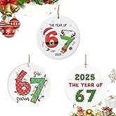 3PCS Santa Says Six Seven Christmas Ornament, Funny 6 7 Meme Christmas Ornament, 67 Ornament, 67 Themed Christmas Tree Hanging Ornaments Gifts for Christmas Tree(B)