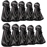 ForceWave Durag for Men Women, Satin Silky Durags for 360 Waves, 10 Pieces | breathable lightweight fabric, extra long tail, for pixie cut, braids, locs, dreads, waves, sleep, workout, daily use, outfit