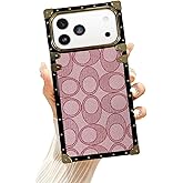 Compatible with iPhone 17 Pro Max Case,Luxury Designer Elegant Soft TPU & PU Leather Bumper Full-Body Shockproof Protective Cover Phone Case for iPhone 17 Pro Max 6.9 Inch for Women Men Pink