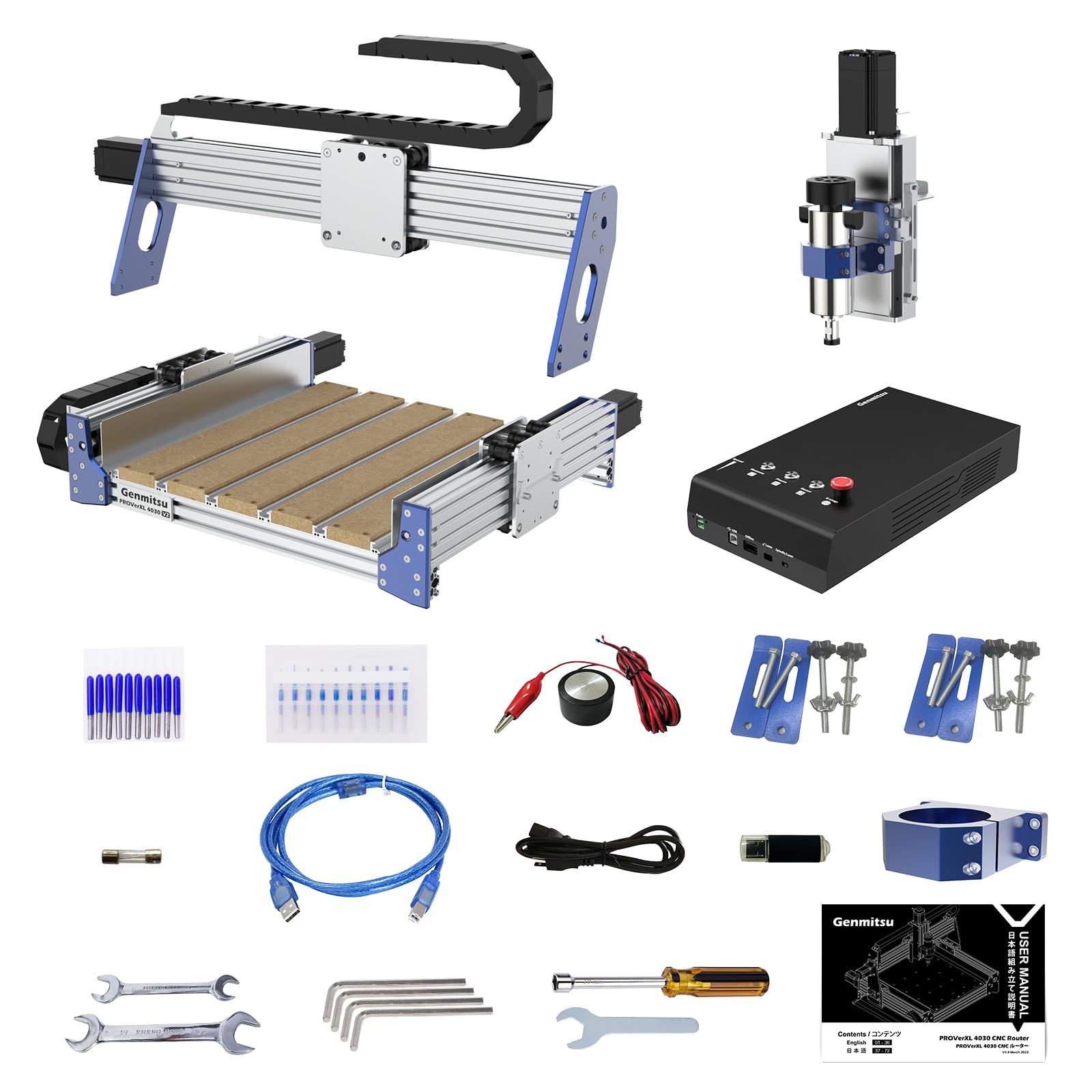 Genmitsu CNC Router Machine PROVerXL 4030 V2, Fast Speed for Wood Metal Acrylic PCB MDF, Upgrade 3 Axis Engraving Machine with Closed-Loop Motor and Ball Screw, Working Area 400 x 300 x 110mm