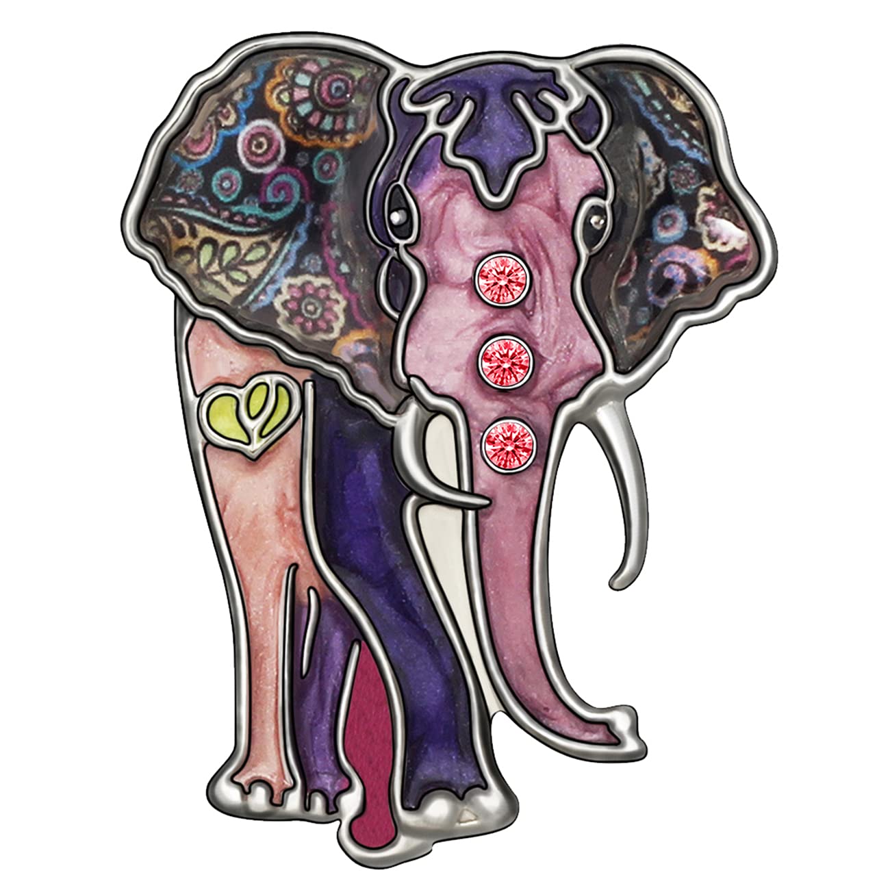 BONSNY Alloy Rhinestone Jungle Elephant Brooch Enamel Pins Jewellery for Women Girls Dress Scarf Accessories Gift (Violet)
