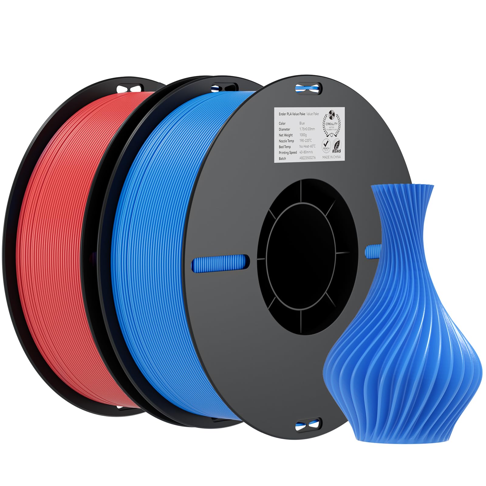 Photo 1 of *RED ONLY* Creality PLA Filament 1.75mm Bundle 2KG, 3D Printer Filament Dimensional Accuracy +/- 0.02mm, No-Tangling Strong Bonding 3D Printing Filament, Fits for Most FDM 3D Printers
