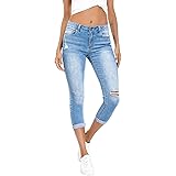Resfeber Women's Ripped Boyfriend Jeans Cute Distressed Jeans Stretch Skinny Jeans with Hole