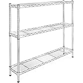Shelving Inc. 8" d x 42" w Chrome Wire Shelving with 3 Tier Shelves, Weight Capacity 800lbs Per Shelf