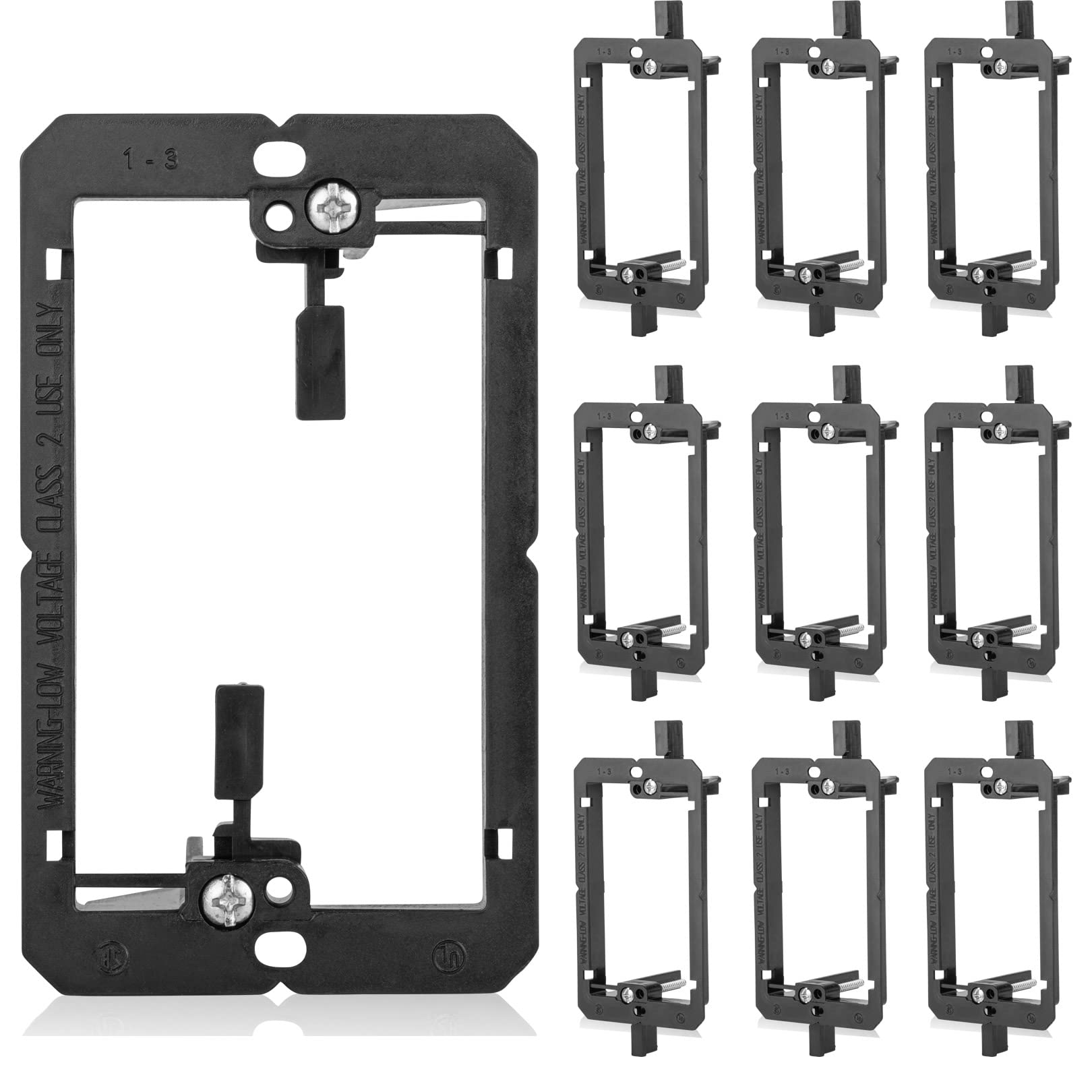 Photo 1 of 10 Pack Wallboard Mounting Bracket Low Voltage Wall Plate Drywall 1 Gang 2 Gypsum Board Cables Pass Through Outlet Telephone Wires HDMI Coaxial Speaker Black Media Hider Tool Cord recessed