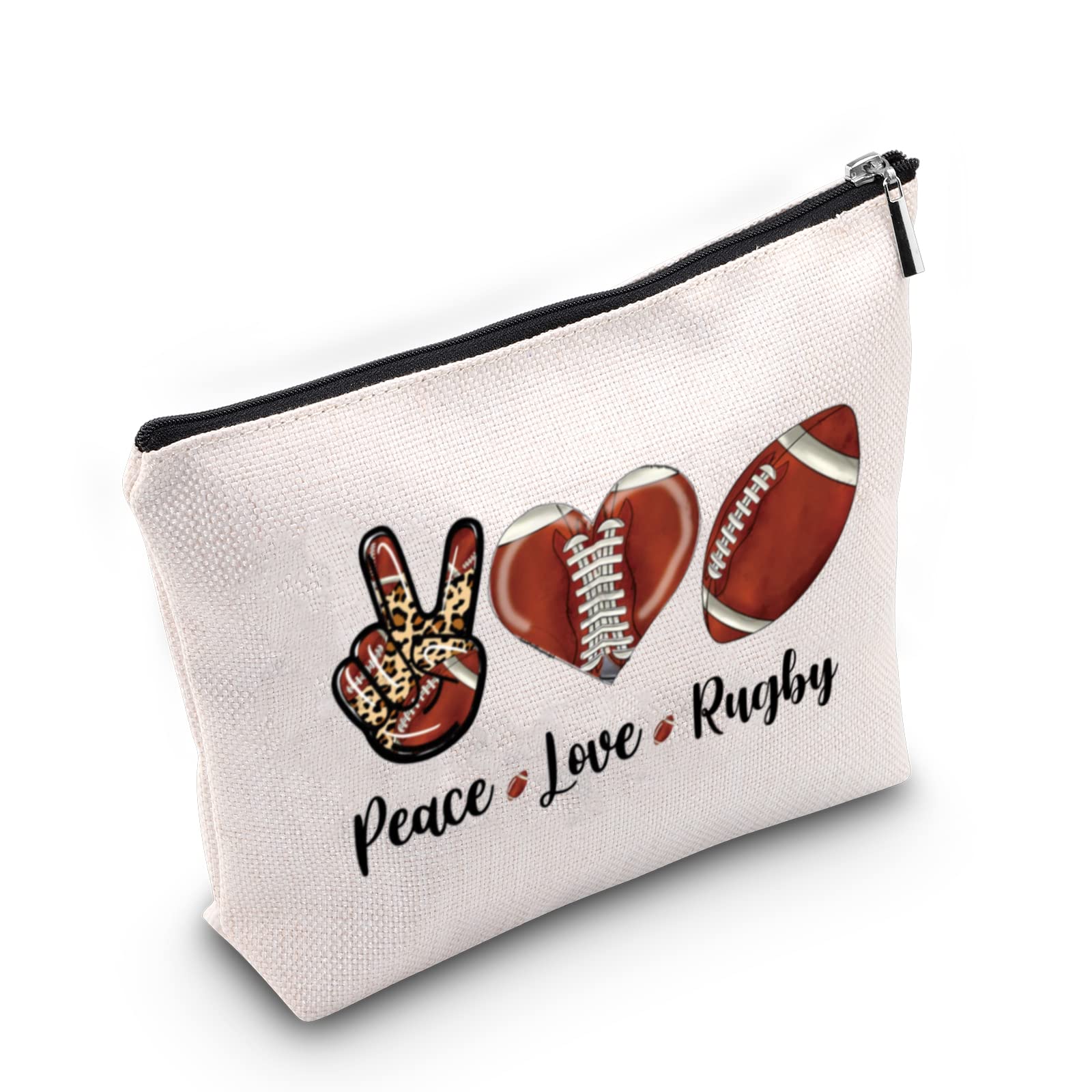 Funny Rugby Cosmetic Bag - Peace & Love Design - Perfect Rugby Fans Gift