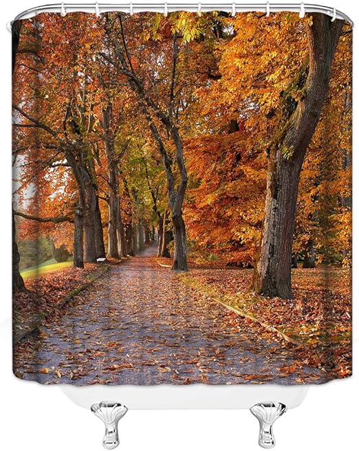 Amazon Com Amnysf Fall Forest Shower Curtain Autumn Garden Scenic