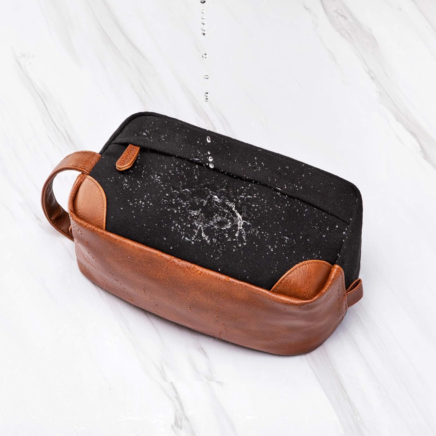 Vorspack Toiletry Bag Hanging Dopp Kit for Men Water Resistant Canvas Shaving Bag with Large Capacity for Travel- Black