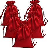 Gbateri 35 PCS 5x7 Inches Satin Gift Bag Drawstring Pouch Bags - Jewelry Fabric Drawstring Pouches - Baby Shower Bags - Christmas Gift Bags - Party Favor Bags for Wedding Bridal Shower Birthday Candy(Red)