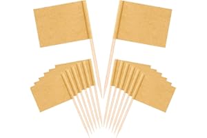 SAVITA 100pcs Kraft Toothpick Flags, Brown Mini Food Labels Flags for Party Food, Cupcake Decoration, Cheese Label, Fruit Sal