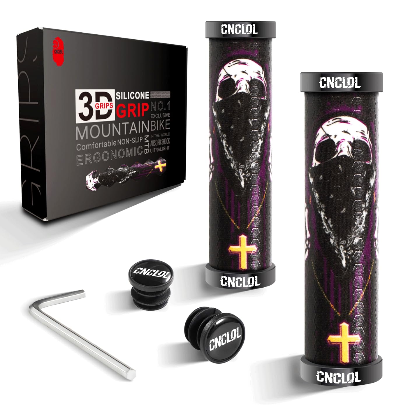 CNCLOL Mountain Bike Grips,MTB Handlebar Grips In Silicone,Bike Handle grips For BMX/Bicycle/Child/Childrens/Kids Cycle Bike grips.