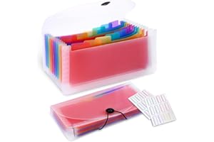 AHISHFONEYA 2 Pack 13 Pockets Accordion File Organizer, A6 Plastic Coupon Organizer Wallet Mini Expanding File Folder for Cards, Coupons, Receipt, Tax Item (2pack)