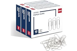 Deli Jumbo Paper Clips Smooth, 300 Large Paper Clips, 3 Boxes of 100 Each, Silver