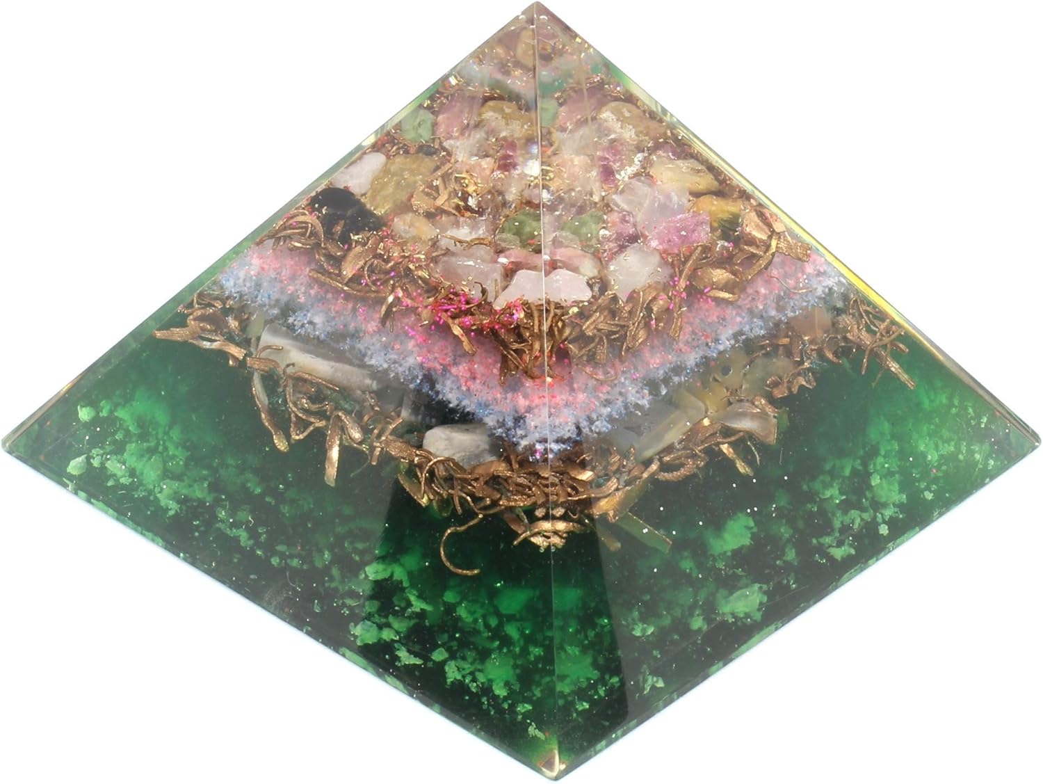 Mixed Media - Orgonite Crystal Pyramid-Chakra Balancing Orgone Energy Generator- Orgonite Pyramid for E-Energy Protection – Healing Crystal and Stones - Boost Immune System Meditation (Multi Tourmaline)