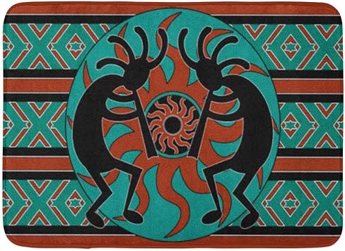 AoLismini Badematte Teal Southwestern Kokopelli Southwest Design