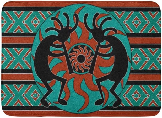 AoLismini Badematte Teal Southwestern Kokopelli Southwest Design