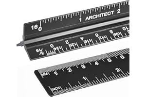 MVEOHOS Architectural Scale Ruler with Straight Ruler, 12 Inches Imperial Measurements, Blcak Laser-Etched Aluminum Architect Triangular Ruler for Architects, Engineers, Architects, Students and Draftsman