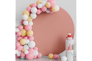 Putros 7.2FT Round Arch Cover Dark Rose Spandex Fitted Circle Balloon Arch Cover for Wedding Birthday Party Decoration