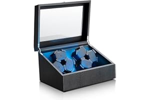 LALAHOO Watch Winder for Automatic Watches,Ultra Quiet Motor,4 Automatic Watches and 6 Extra Watch Storage Spaces, PU Leather Crocodile Styling