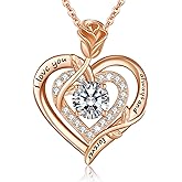 LAVUMO Moissanite Necklace Women Silver 925, 1 Carat Moissanite Diamond Double Heart Rose Pendant Christmas Valentines Day Birthday Jewelry Gifts for Women Girlfriend Mom