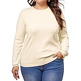 Agnes Orinda Plus Size Sweater for Women Long Sleeve Crewneck Shirts 2024 Fall Knit Casual Basic Tee Tops