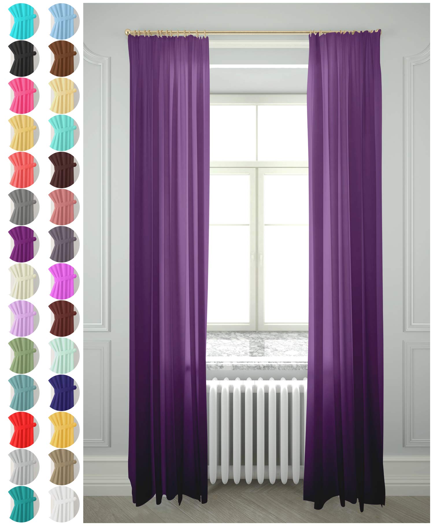 Megachest gathering tape voile curtain(eggplant W 56" x L 90" (2 Panels)