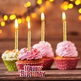 Blulu 50 Pieces Spiral Metallic Birthday Candles with Holders Gold view 4