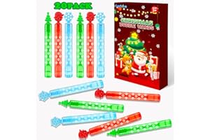LEETOUS Christmas Mini Bubbles Wand Party Favors for Toddlers 20 Pack, Christmas Small Toys Gifts Goody Bag Stocking Stuffers Fillers for Kids, Xmas School Prizes Non Candy Treats Trinkets for Students