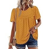 BETTE BOUTIK Women Boho Tops Short Sleeve Summer Flowy Shirts Dressy Casual Loose Trendy Blouses