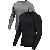 Comfneat Men's 2-Pack Long Sleeve Shirts Cotton Undershirts