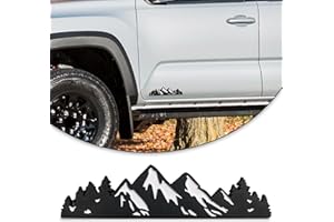 Zhizhong 7 Inch Snow Mountain Tree Emblem, Trunk Tailgate Mountains Graphic Badge fits for Car Truck Racing SUV Pickup RV (Black White)