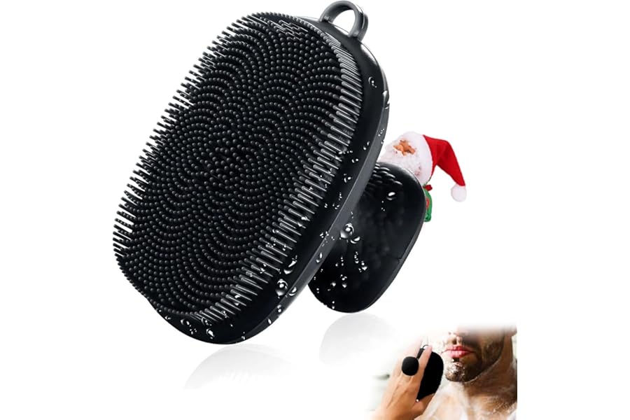 Face Scrubber, Silicone Face Scrubber for Men Facial Cleansing Brush Silicone Face Wash Brush Manual Waterproof Cleansing Skin Care Face Brushes for Exfoliating- Black