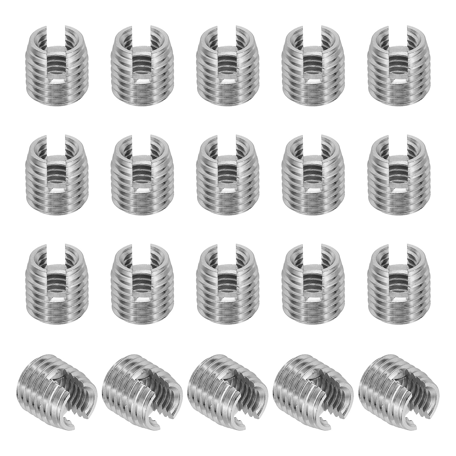 PATIKIL Self-Tapping Threaded Inserts, 20 Pcs M8 x M12 x 12mm 303 Stainless Steel Thread Adapter Reducer Slotted Screw Repair Inserts Nuts Sleeve