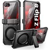 SUPCASE for Samsung Galaxy Z Flip 8 Case with Built-in Kickstand, Black | Front Screen Protector, PC Backplate, Hinge Protection, Support MagSafe, Strong Magnetic, Unicorn Beetle Grip