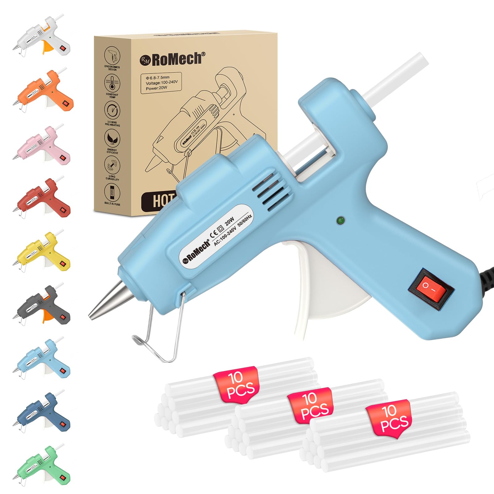 Photo 1 of **** NO GLUE STICKS**** ROMECH 20W Mini Hot Glue Gun with 30 Glue Sticks Set, Fast Preheating Hot Glue Gun Kit Heavy Duty Gluegun for Craft, DIY, Repairs (Cyan)