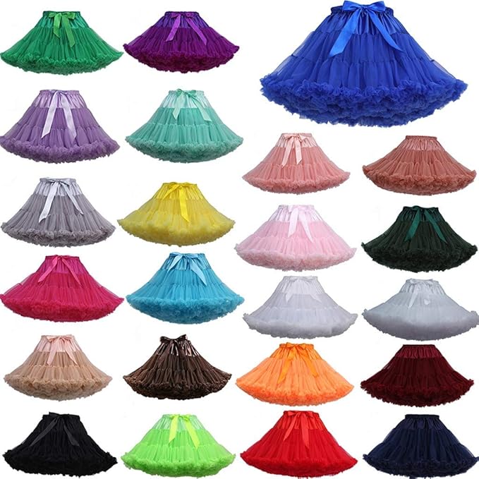 Tüllrock Damen 50er Rockabilly Kurz Retro Petticoat Qmber Vintage Spitze Organza Unterrock Blase Ballett Tütü Mini Rock Reifr