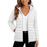 TACVASEN Women's Lightweight Puffer Jacket with Hood Pockets Quilted Padded Full-zip Water-Resistant Winter Coat