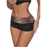 SweatyRocks Women's Leopard Print Mini Shorts Color Block Drop Waist Y2K Streetwear Shorts