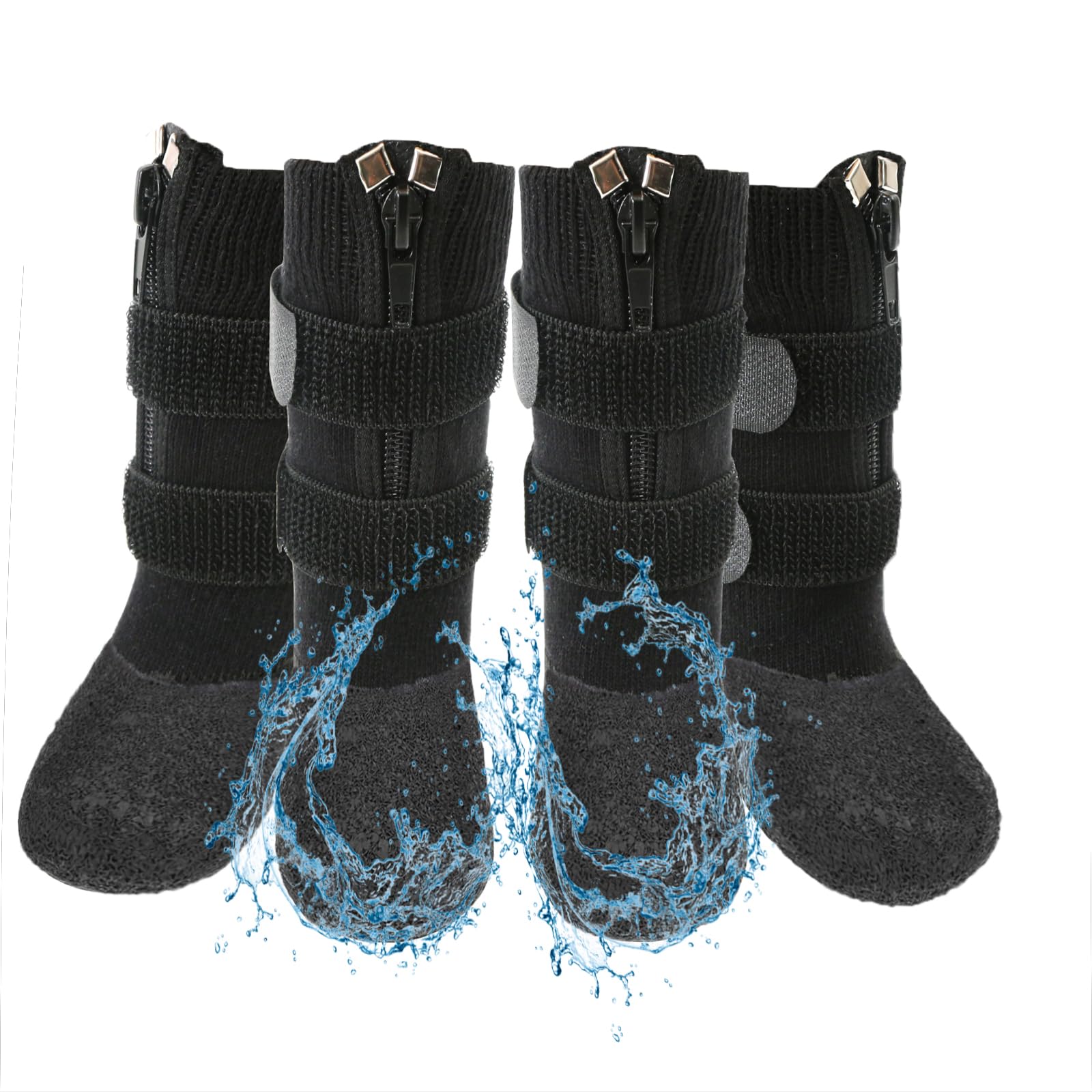 Photo 1 of VALFRID Waterproof Grip Dog Shoes,Anti-Slip Dog Socks Boots,Zipper Dogs Booties Paw Protectors for Hardwood Floor,Indoor and Outdoor for Small Medium Large Dogs Black