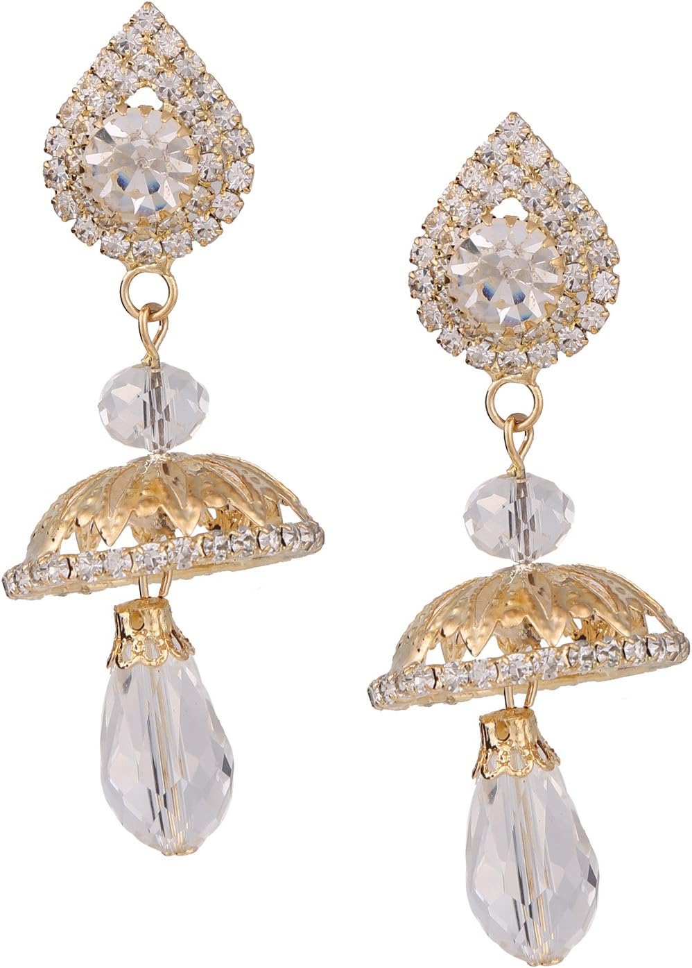 Castle Street Stylish Crystal & Gold Alloy Jhumki Earring For Women