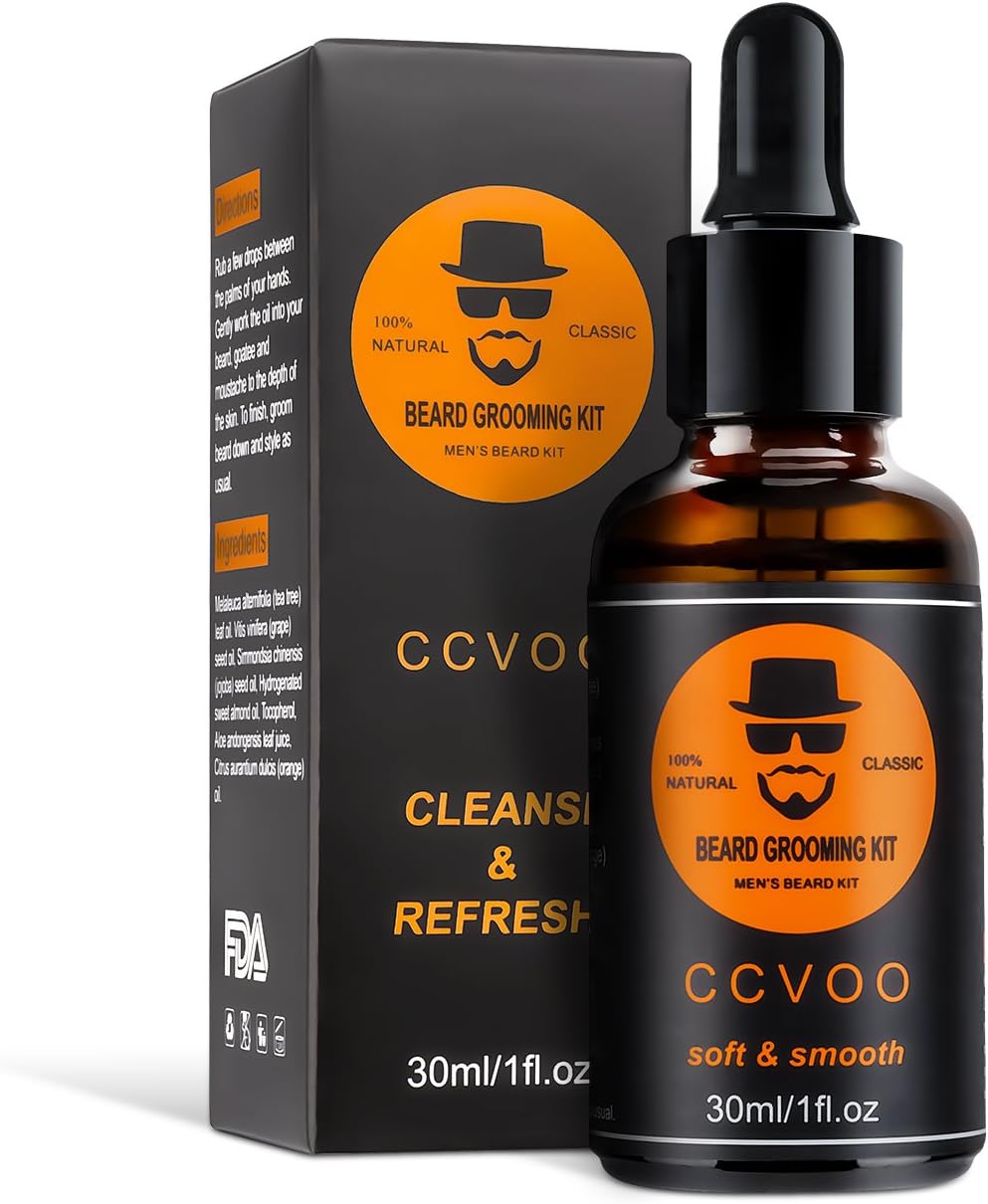 Organic Beard Oil for Fuller Beards, Mustache & Goatee Growth Oil - Leave-in Conditioner and Softener,100% Natural & Organic Mens Facial Hair Product- 1fl.oz