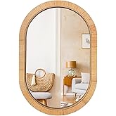 inoseen 20x30 Oval Rattan Mirror for Wall, Boho Decorative Mirror for Bathroom Vanity, Farmhouse & Natural Home Decor for Bedroom, Living Room