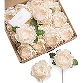 Ling's moment Flowers 16pcs Cream Blooming Peonies Artificial Flowers with Stem, Artificial Peony Flowers for DIY Wedding Decorations Centerpieces Bouquets Boutonnieres
